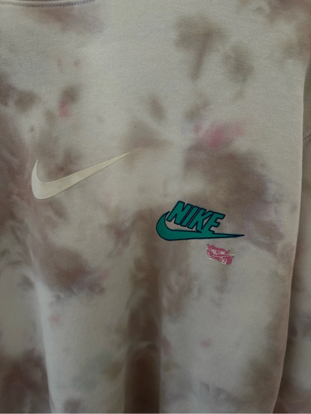Nike Tie-Dye Crewneck Sweatshirt — Lavender, Pink, Light Brown & Teal Accents